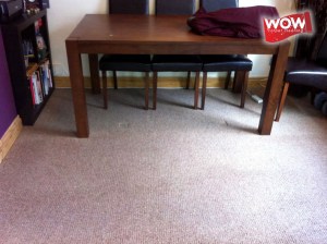 Red wine carpet stain after Wow Carpet Cleaning.
